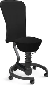 Aeris Swopper Work New Edition Bürohocker mit Rollen und Lehne, Feder Low, Gestell Alu schwarz, Bezug Wollmischung Select schwarz