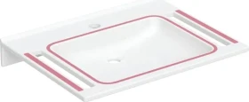 Geberit Publica Waschtisch 70x55cm, eckiges Design, Hahnloch mittig, ohne Überlauf, mit Ausschnitten, demenzgerecht, weiß