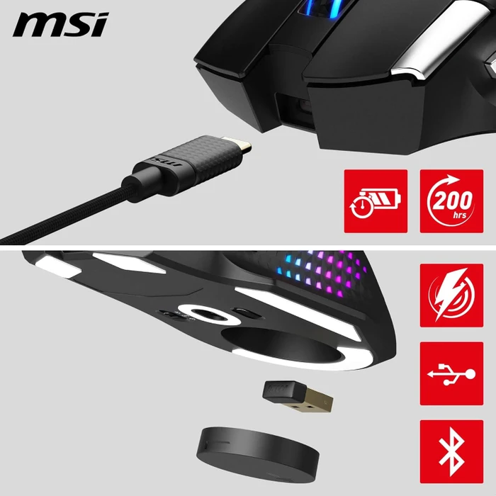 MSI Versa Pro Wireless + Mouse Dock Pro, schwarz, USB/Bluetooth