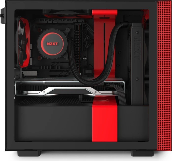NZXT H210, schwarz/rot, Glasfenster, Mini-ITX