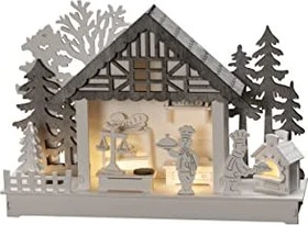 Konstsmide Holzsilhouette Haus LED 4x warmweiß