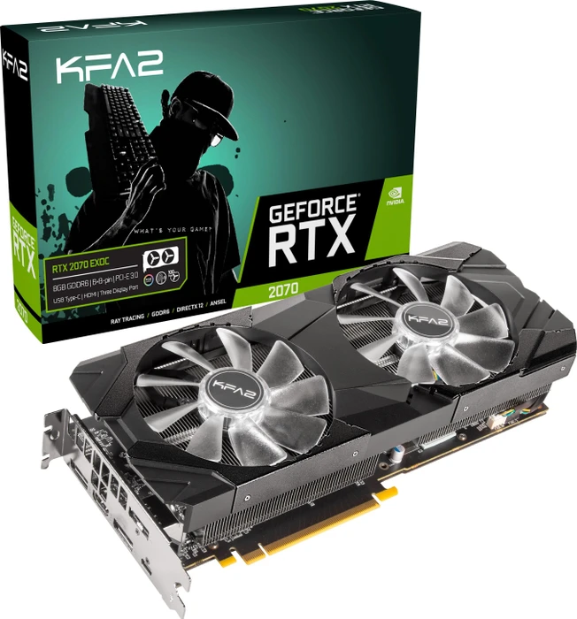 KFA2 GeForce RTX 2070 EX OC, 8GB GDDR6, HDMI, USB-C, 3x DP