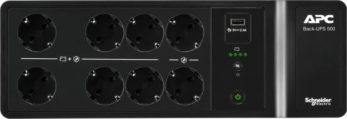 APC Back-UPS, 500VA, Steckdosenleiste, 8x Schuko, USB