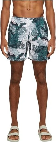 Urban Classics Pattern Badeshorts palm leaves/bar stripe (Herren)