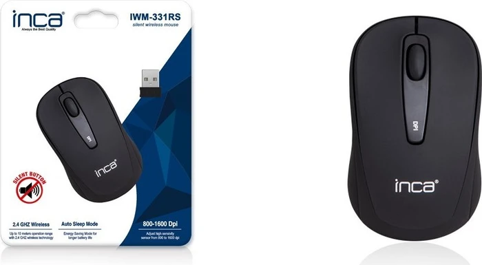 Inca IWM-331RS Silent Wireless Mouse schwarz, USB