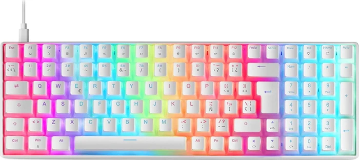 Mars Gaming MKULTRA, weiß, LEDs RGB, Gaote Outemu SQ RED, USB, ES/US