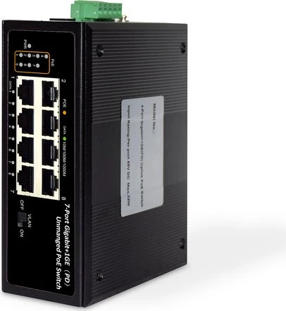 Digitus Professional Industrial Railmount Gigabit Switch, 8x RJ-45, PoE++ PD