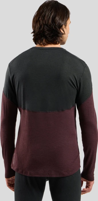 Odlo Revelstoke Performance Wool Warm Baselayer Funktionsshirt langarm black/fudge melange (Herren)