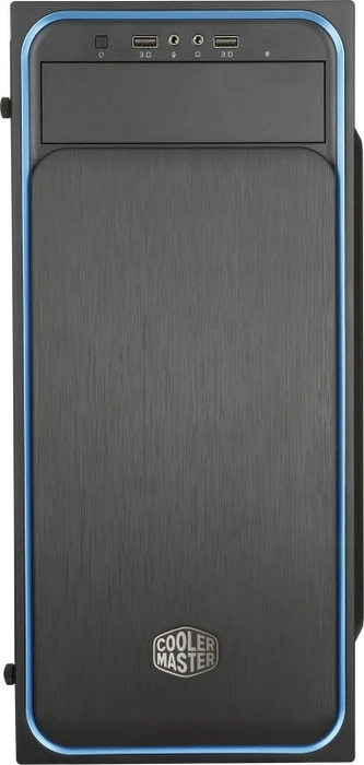 Cooler Master MasterBox E500L Window schwarz/blau, Acrylfenster, Lüfter LED blau