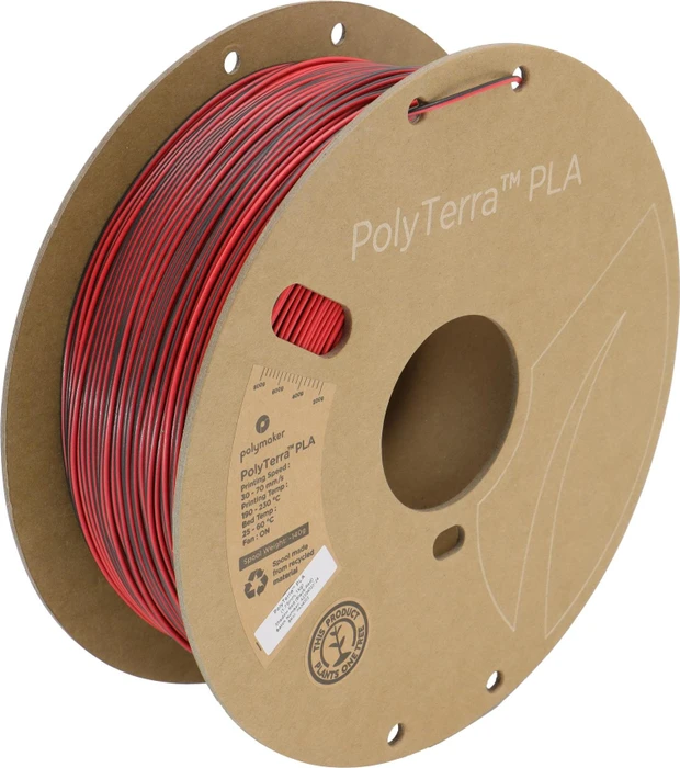 Polymaker PolyTerra PLA Dual, Shadow Black (White-Black), Spule, 1.75mm, 1.00kg