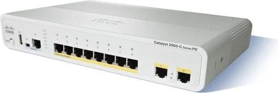 Cisco Catalyst 2960-CG Compact LAN Base Desktop Gigabit Managed Switch, 8x RJ-45, 1x RJ-45/SFP