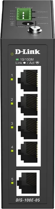 D-Link DIS-100E Industrial Railmount Switch, 5x RJ-45