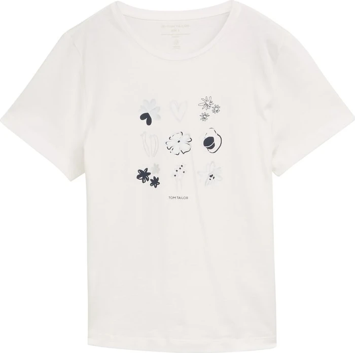 Tom Tailor Print T-Shirt kurzarm soft clear white (Damen)