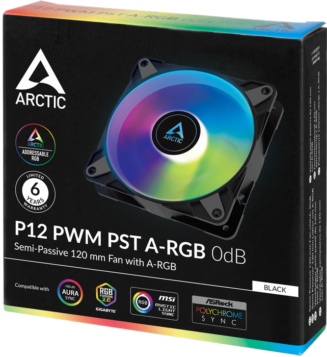 ARCTIC P12 PWM PST A-RGB 0dB schwarz, 120mm