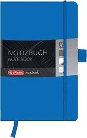 Herlitz Classic Notizbuch, A5, kariert, Kunstleder-Cover, blau, 96 Blatt