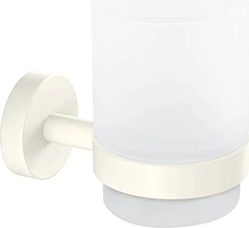 tesa Moon White Zahnputzbecher mit Halter inkl. Klebelösung weiß matt