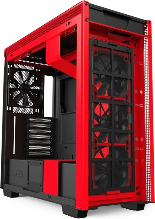 NZXT H710, schwarz/rot, Glasfenster