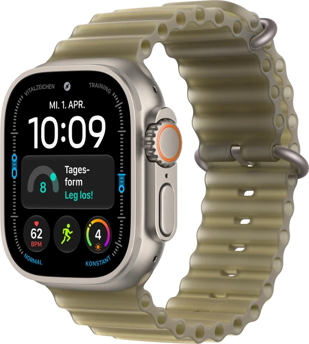 Apple Ocean Armband für Apple Watch Ultra 49mm halbtransparentes seegrasgrün/titan natur