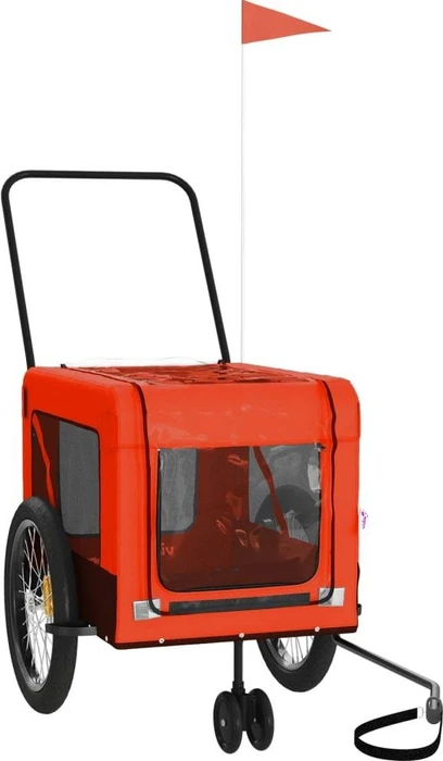 vidaXL Hunde 135x68.5cm Fahrradanhänger orange/schwarz