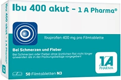 Ibu 400 akut - 1 A Pharma bei Schmerzen und Fieber, 50 St