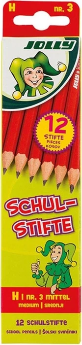 Jolly Schulstift Bleistift H graphit, Kartonetui, 12er-Pack