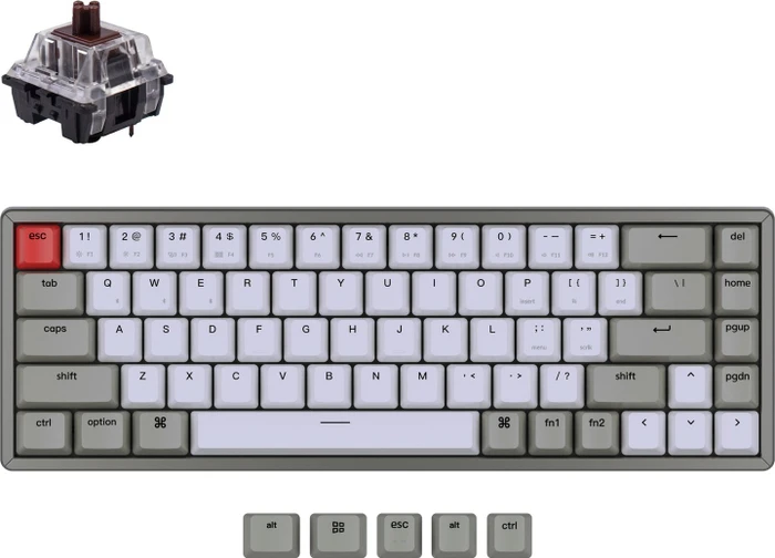 Keychron K6, 65%, Aluminium, grau, Gateron BROWN, USB/Bluetooth, US