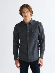 Wrangler Regular Western Hemd langarm healthered indigo (Herren)