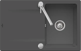 Villeroy & Boch Siluet 800x510mm Einbau Becken reversibel mit Ablauffernbedienung graphite