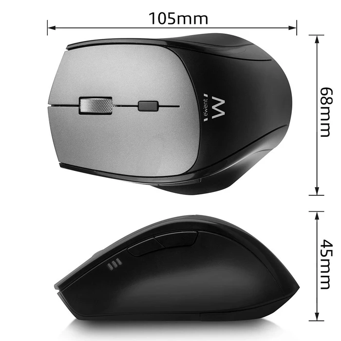 Ewent Dual-Connect Wireless Mouse grau/schwarz, USB