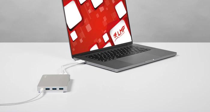 LMP USB-C DuoDock, 9-Port, 2x USB-C 3.0 [Buchse], silber
