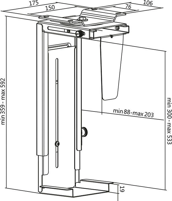 LogiLink PC-Halterung, Untertischmontage, Wandmontage