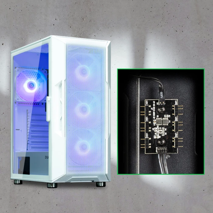 Zalman i3 Neo ARGB, weiß, Glasfenster