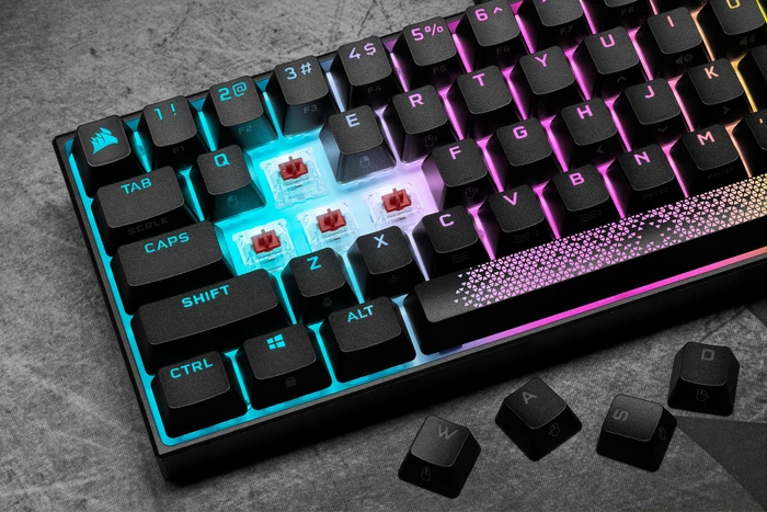 Corsair Gaming K65 RGB Mini, 60%, schwarz, MX SPEED RGB Silver, USB, DE