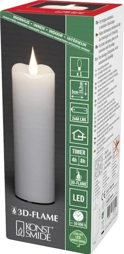 Konstsmide Echtwachskerze 15.2cm weiß LED 1x warmweiß, 1 Stück
