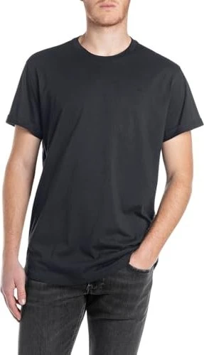 Replay Label-Stitching T-Shirt kurzarm night blue (Herren)