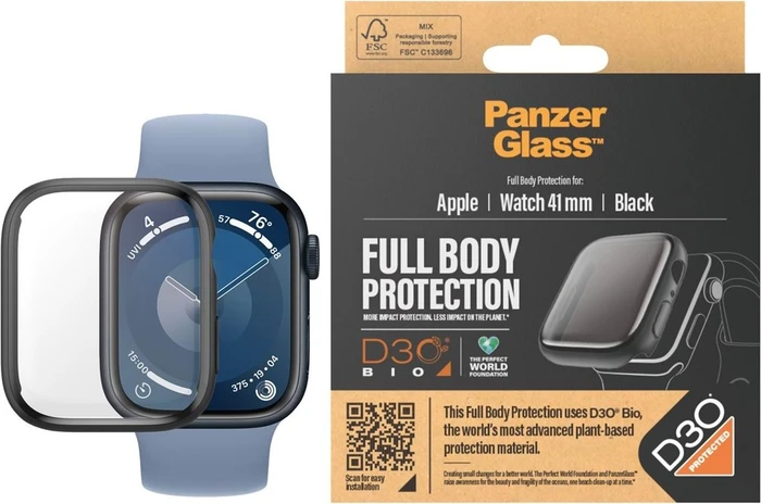 PanzerGlass Screen Protector Full Body D3O für Apple Watch (41mm) schwarz