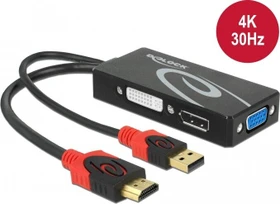 DeLOCK HDMI Stecker auf VGA/DVI/DisplayPort Buchse Adapter schwarz (62959)