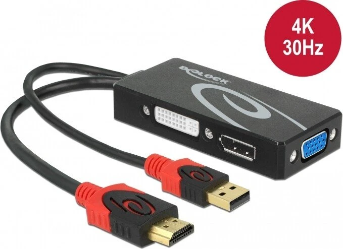 DeLOCK HDMI Stecker auf VGA/DVI/DisplayPort Buchse Adapter schwarz