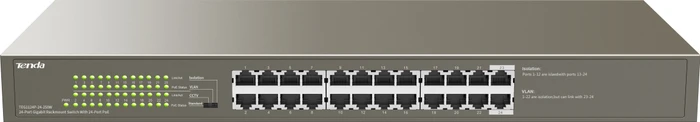Tenda TEG1100 Rackmount Gigabit Switch, 24x RJ-45, 225W PoE+