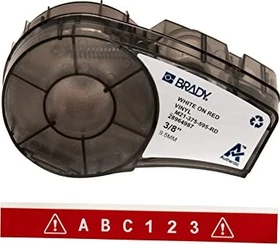 Brady All Weather Vinyl Beschriftungsband, 9.5mm, weiß/rot