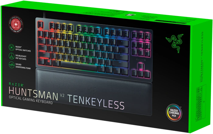 Razer Huntsman V2 TKL, LEDs RGB, schwarz, Razer Linear Optical Gen-2 RED, USB, FR