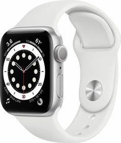 Apple Watch Series 6 (GPS) 40mm Aluminium silber mit Sportarmband weiß