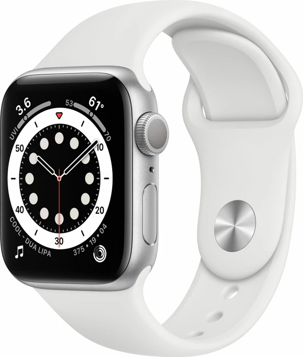 Apple Watch Series 6 (GPS) 40mm Aluminium silber mit Sportarmband weiß