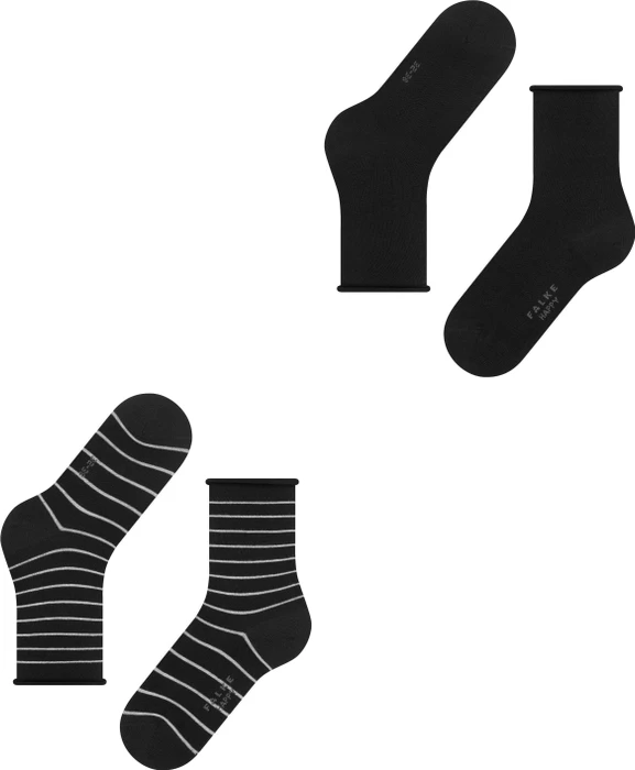 Falke Happy Stripe Socken schwarz, 2 Paare (Damen)