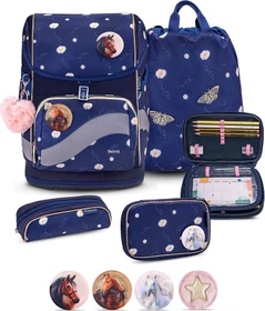 Belmil Premium Smarty Plus Daisy Schultaschen-Set, 5-tlg.