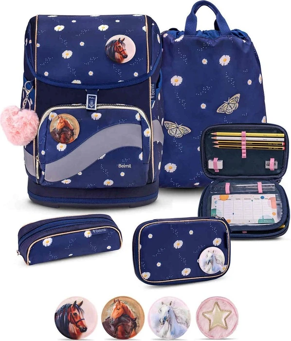 Belmil Premium Smarty Plus Daisy Schultaschen-Set, 5-tlg.