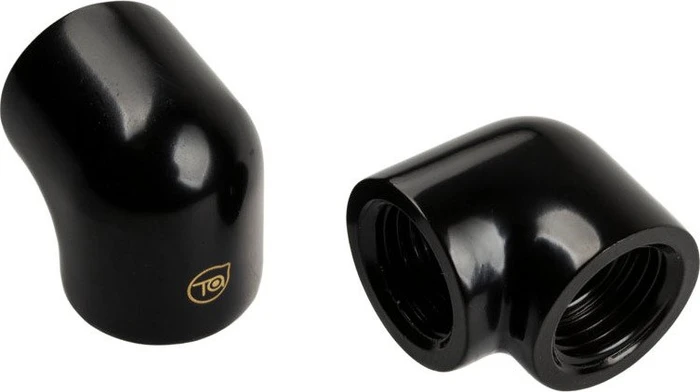 Bitspower Touchaqua Verbinder 90° 2x G1/4" female, Glorious Black, 2er-Pack