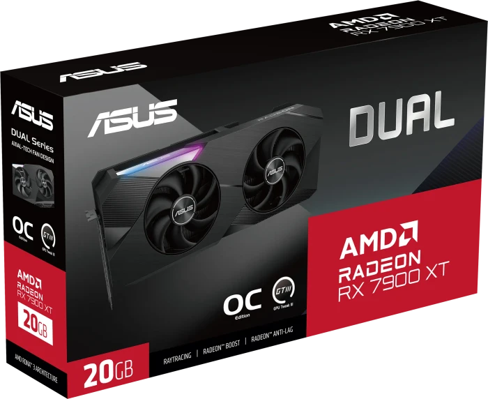 ASUS Dual Radeon RX 7900 XT OC, DUAL-RX7900XT-O20G, 20GB GDDR6, HDMI, 3x DP