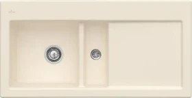 Villeroy & Boch Subway 60 flat flächenbündig Becken links mit Ablauffernbedienung ivory