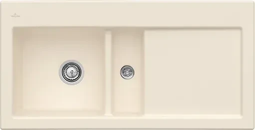 Villeroy & Boch Subway 60 flat flächenbündig Becken links mit Ablauffernbedienung ivory
